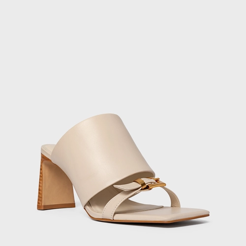 Open Mule Maxi Tira Salto Uno Couro Off White Cotton