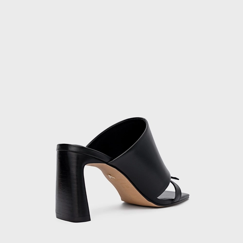 Open Mule Maxi Tira Salto Uno Couro Preto