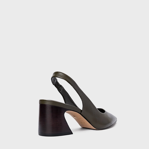Scarpin Slingback Blanca Salto Wave Couro Verde Herb