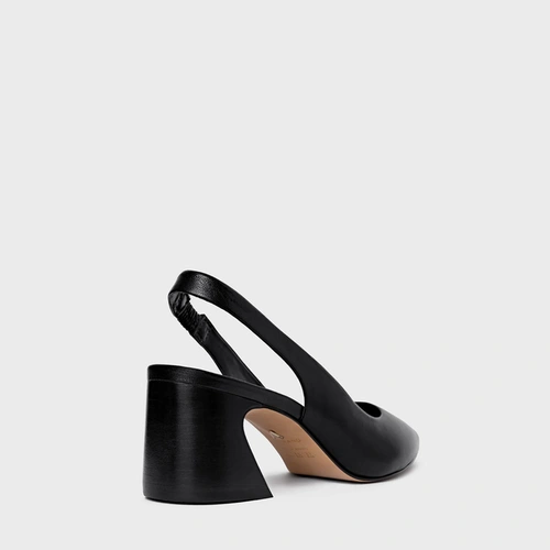 Scarpin Slingback Blanca Salto Wave Couro Preto