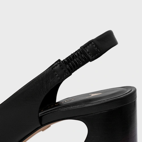 Scarpin Slingback Blanca Salto Wave Couro Preto