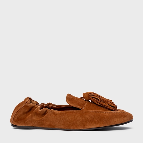 Loafer Ripple Franjas Couro Suede Marrom Ferrugem