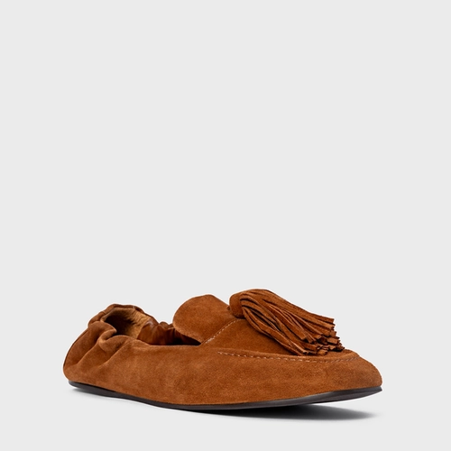 Loafer Ripple Franjas Couro Suede Marrom Ferrugem