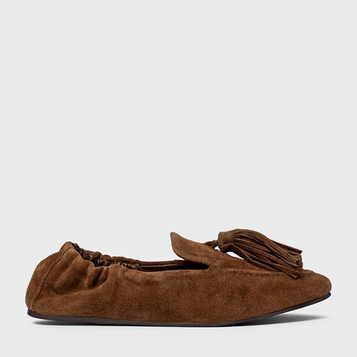 Loafer Ripple Franjas Couro Suede Marrom Brownie