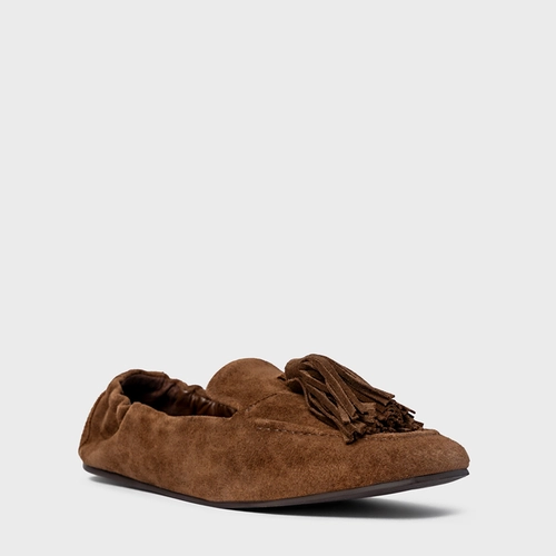 Loafer Ripple Franjas Couro Suede Marrom Brownie