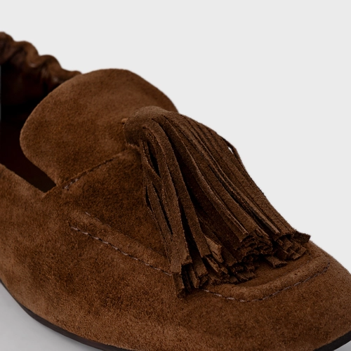 Loafer Ripple Franjas Couro Suede Marrom Brownie