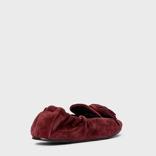 Loafer Ripple Franjas Couro Suede Vinho Mahogany