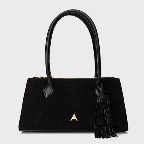 Bolsa Tote Allora Grande Couro Suede Preto