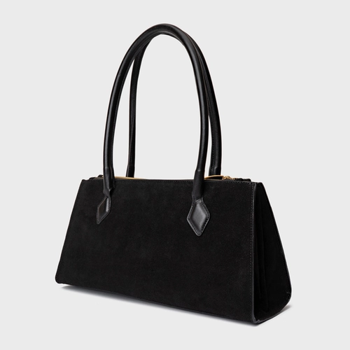 Bolsa Tote Allora Grande Couro Suede Preto