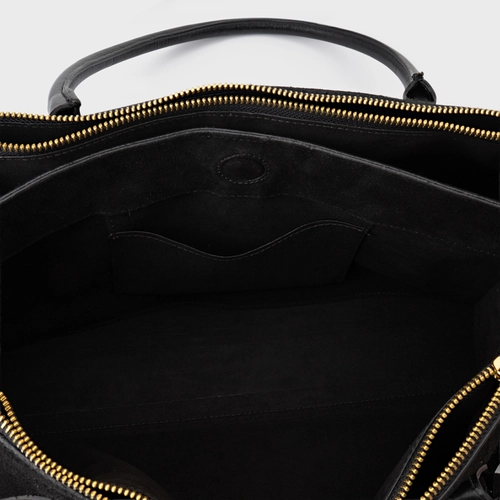 Bolsa Tote Allora Grande Couro Suede Preto