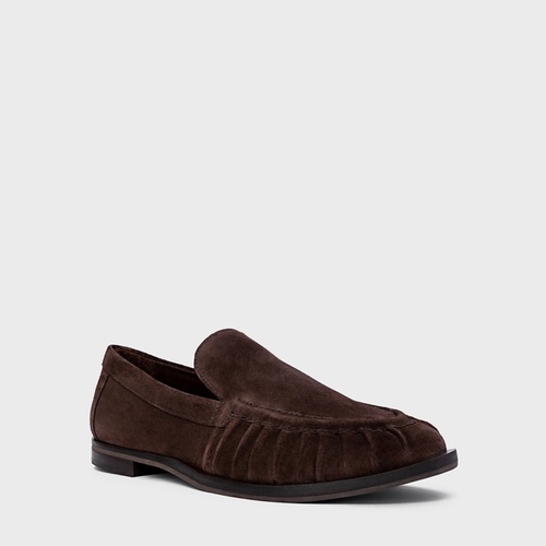 Loafer Drapeado Couro Suede Marrom Ganache