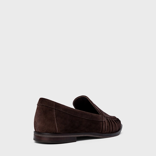 Loafer Drapeado Couro Suede Marrom Ganache