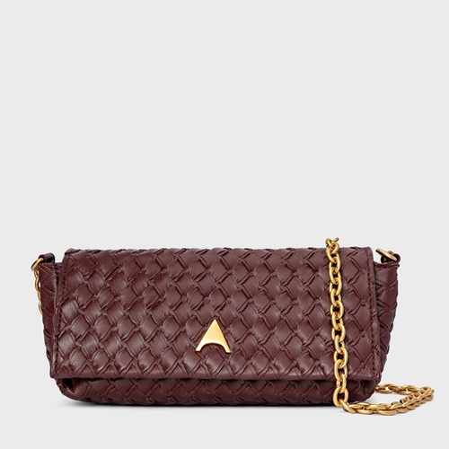 Bolsa Tiracolo Tressê Ciao Pequena Couro Vinho Mahogany