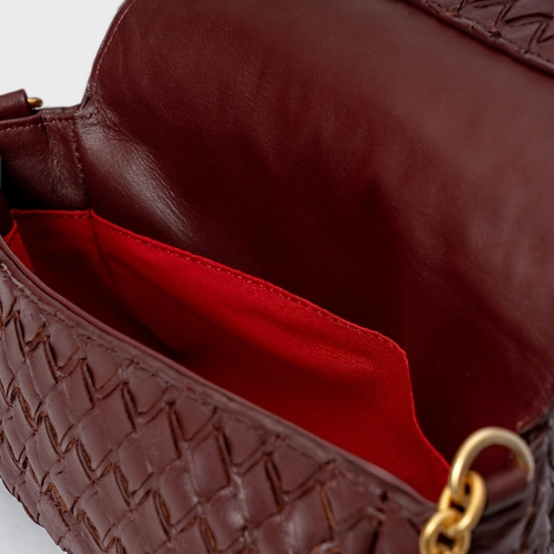 Bolsa Tiracolo Tressê Ciao Pequena Couro Vinho Mahogany