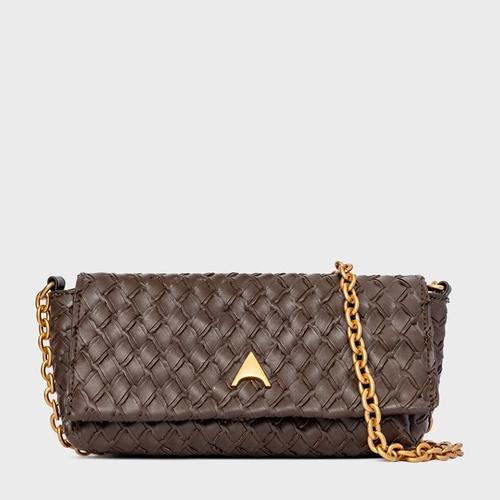 Bolsa Tiracolo Tressê Ciao Pequena Couro Marrom Dark Brown