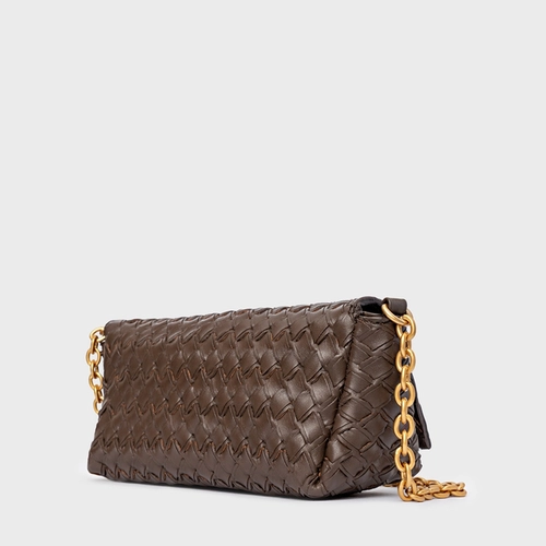 Bolsa Tiracolo Tressê Ciao Pequena Couro Marrom Dark Brown