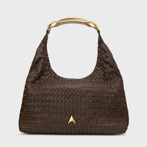 Bolsa Hobo Tressê Strada Grande Couro Marrom Dark Brown