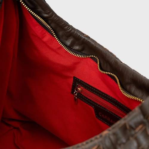 Bolsa Hobo Tressê Strada Grande Couro Marrom Dark Brown