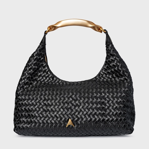 Bolsa Hobo Tressê Strada Grande Couro Preto