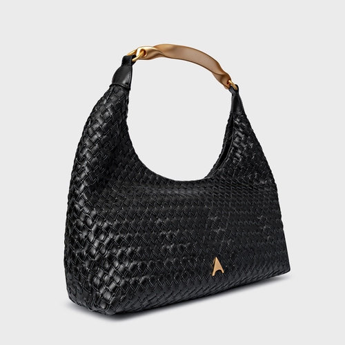 Bolsa Hobo Tressê Strada Grande Couro Preto