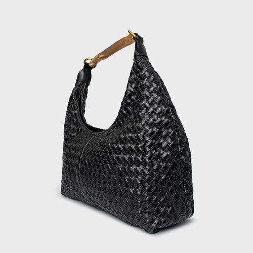 Bolsa Hobo Tressê Strada Grande Couro Preto