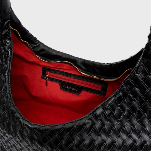 Bolsa Hobo Tressê Strada Grande Couro Preto