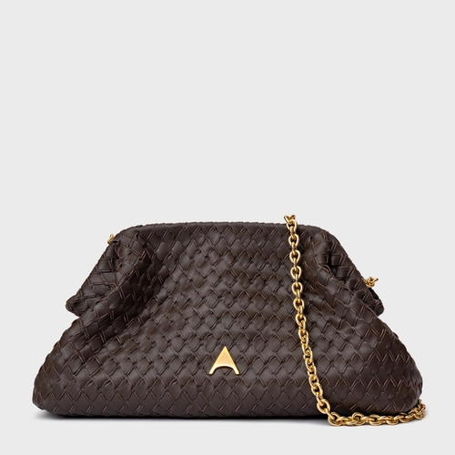 Bolsa Clutch Tressê Dominique Média Couro Marrom Dark Brown