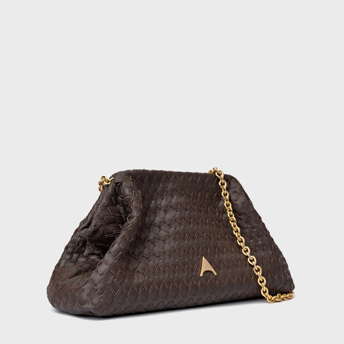 Bolsa Clutch Tressê Dominique Média Couro Marrom Dark Brown