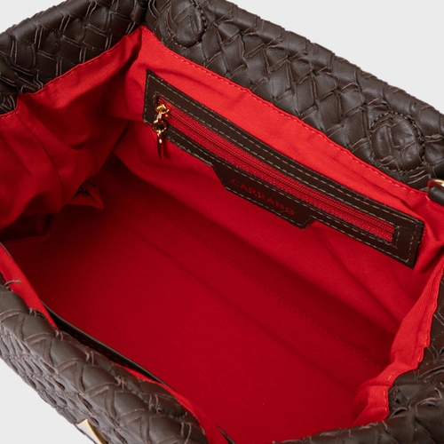 Bolsa Clutch Tressê Dominique Média Couro Marrom Dark Brown