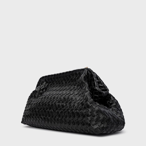 Bolsa Clutch Tressê Dominique Média Couro Preto