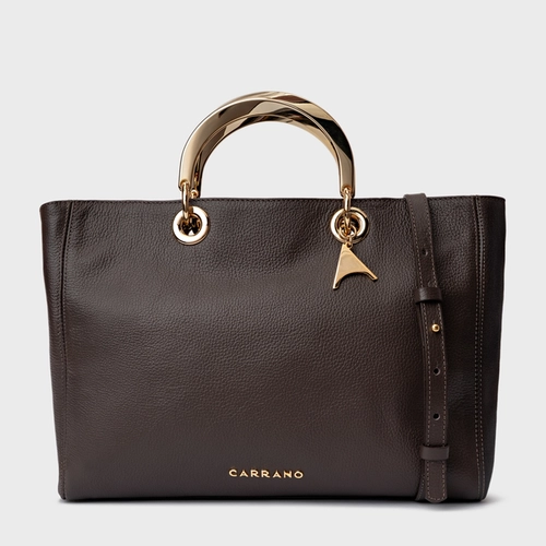 Bolsa Tote Dóris Grande Couro Marrom Dark Brown