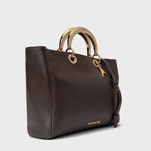Bolsa Tote Dóris Grande Couro Marrom Dark Brown