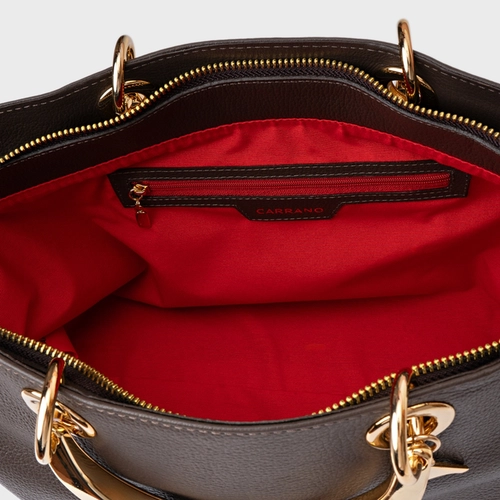 Bolsa Tote Dóris Grande Couro Marrom Dark Brown