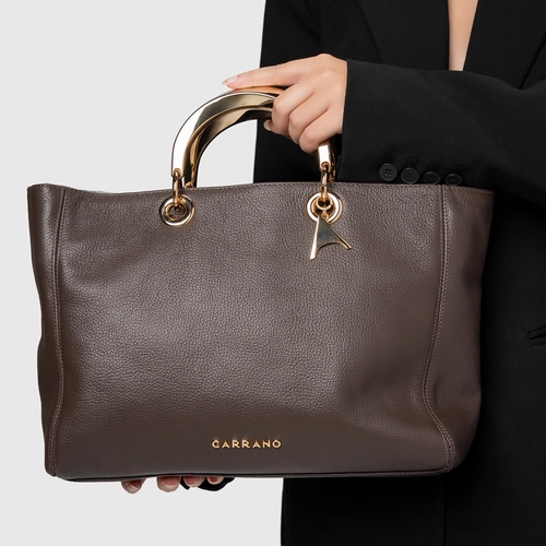 Bolsa Tote Dóris Grande Couro Marrom Dark Brown