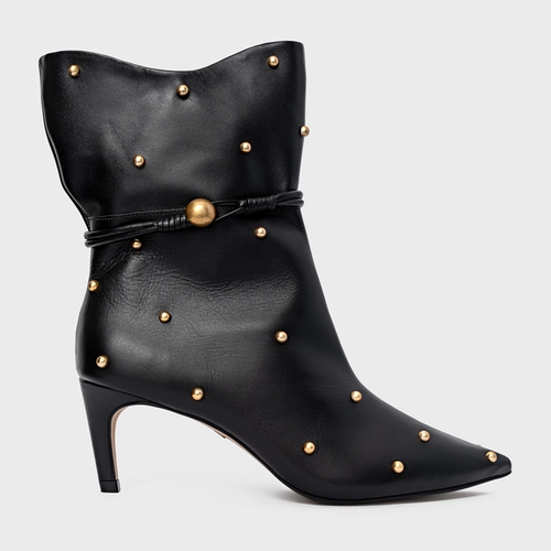 Bota Dream Balls Salto Fino Couro Preto