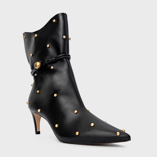 Bota Dream Balls Salto Fino Couro Preto