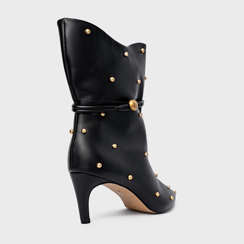 Bota Dream Balls Salto Fino Couro Preto