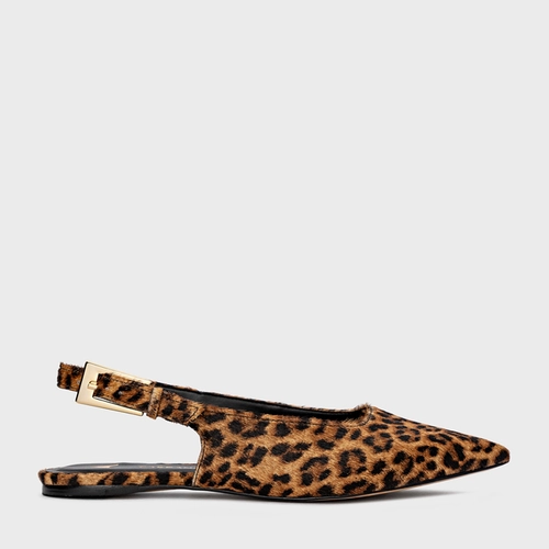 Sapatilha Slingback Minimal Pelo Animal Print Honey