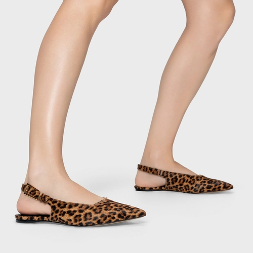Sapatilha Slingback Minimal Pelo Animal Print Honey