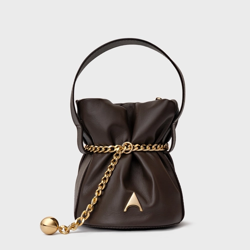 Bolsa Bucket Dream Média Couro Marrom Dark Brown