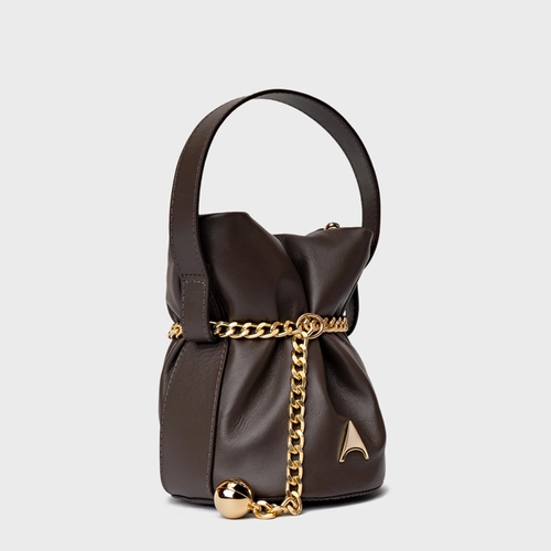 Bolsa Bucket Dream Média Couro Marrom Dark Brown