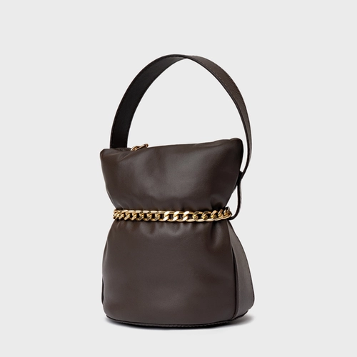 Bolsa Bucket Dream Média Couro Marrom Dark Brown