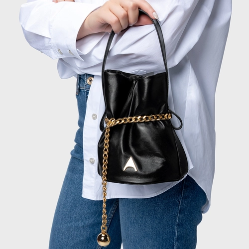 Bolsa Bucket Dream Média Couro Preto