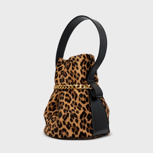 Bolsa Bucket Dream Média Pelo Animal Print Honey
