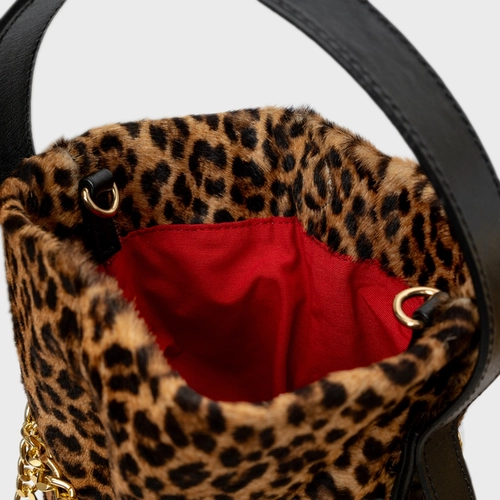 Bolsa Bucket Dream Média Pelo Animal Print Honey