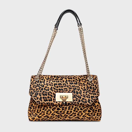 Bolsa Shoulder Helene Média Pelo Animal Print Honey