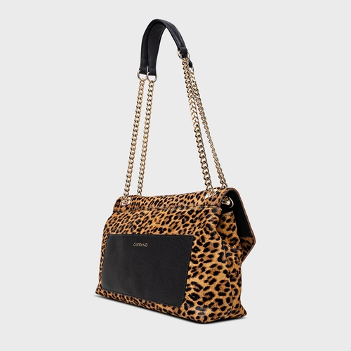 Bolsa Shoulder Helene Média Pelo Animal Print Honey