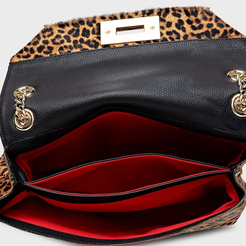 Bolsa Shoulder Helene Média Pelo Animal Print Honey