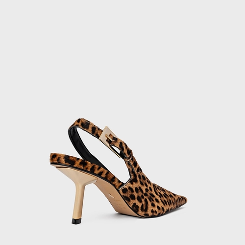 Scarpin Slingback Minimal Salto Fino Pelo Animal Print Honey