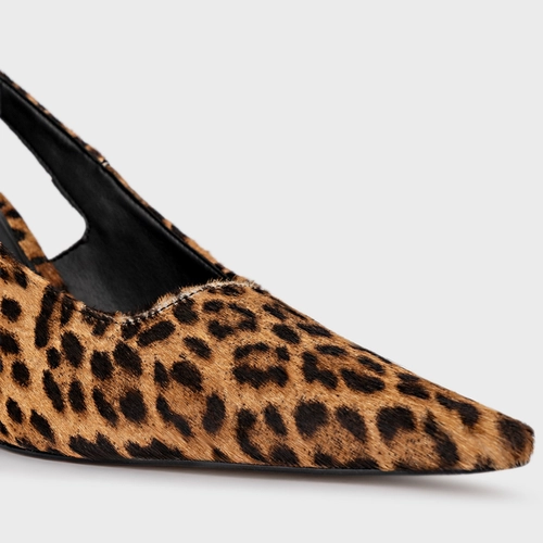Scarpin Slingback Minimal Salto Fino Pelo Animal Print Honey